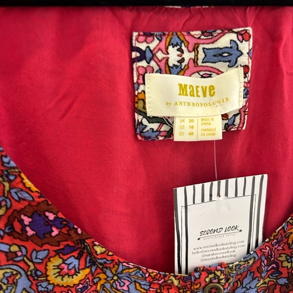 Anthropologie Maeve Violette Boho floral tank flare midi Dress size 16 - Picture 7 of 9